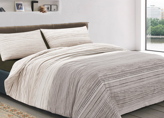 Completo Lenzuola Letto 100% Cotone Made In Italy Disegno Padel - Piazza e Mezza - Beige