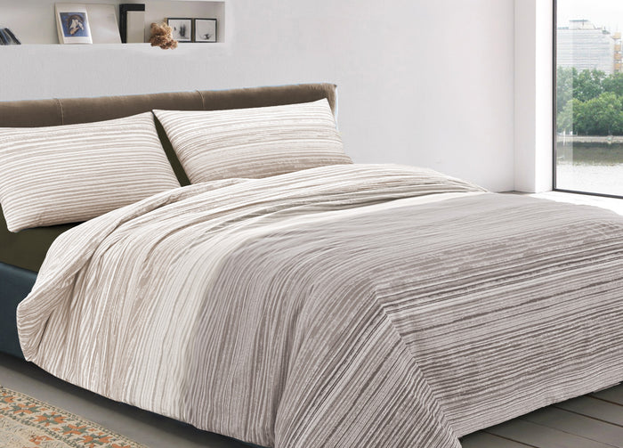 Completo Lenzuola Letto 100% Cotone Made In Italy Disegno Padel - Piazza e Mezza - Beige