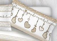 Completo Lenzuola In Cotone Flanella Disegni Natalizi Invernali Renne Cuori OB - Singolo - Dream Beige