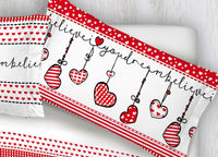 Completo Lenzuola In 100% Cotone Disegni Natalizi Invernali Renne Cuori OB - Piazza E Mezza - Dream Rosso