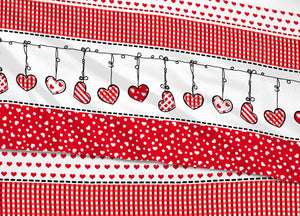 Copripiumino Sacco Piumone 100% Cotone Disegni Natalizi Invernali Renne Cuori OB - Matrimoniale - Dream Rosso