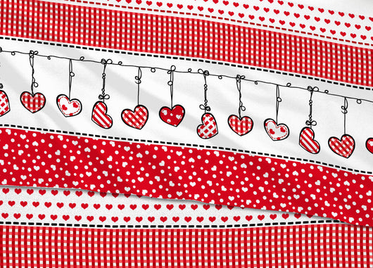 Copripiumino Sacco Piumone 100% Cotone Disegni Natalizi Invernali Renne Cuori OB - Matrimoniale - Dream Rosso