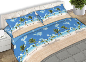 Completo Lenzuola Letto 100% Cotone Made Italy Disegno Playa CN - Piazza e Mezza - Playa
