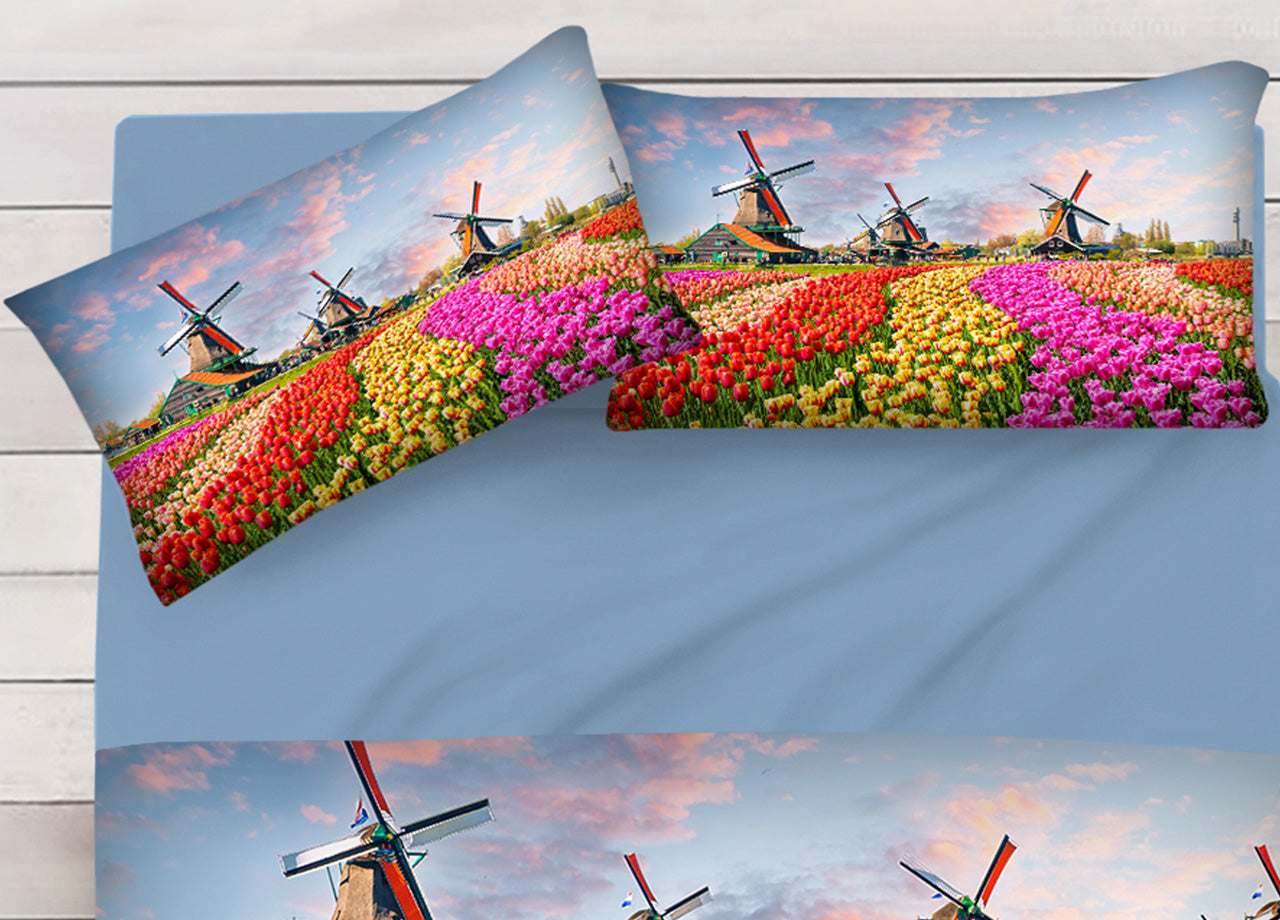 Lenzuola Copriletto Letto Sogni D'oro 100% Cotone Disegno Olanda 60 - Piazza E Mezza - Olanda 60