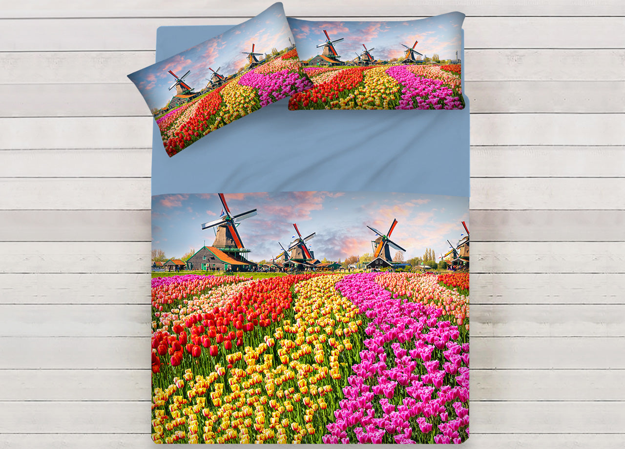 Lenzuola Copriletto Letto Sogni D'oro 100% Cotone Disegno Olanda 60 - Piazza E Mezza - Olanda 60