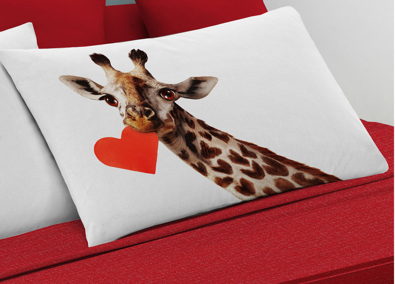 Completo Lenzuola Matrimoniale 100% Cotone Digitale Spin-Off Giraffa