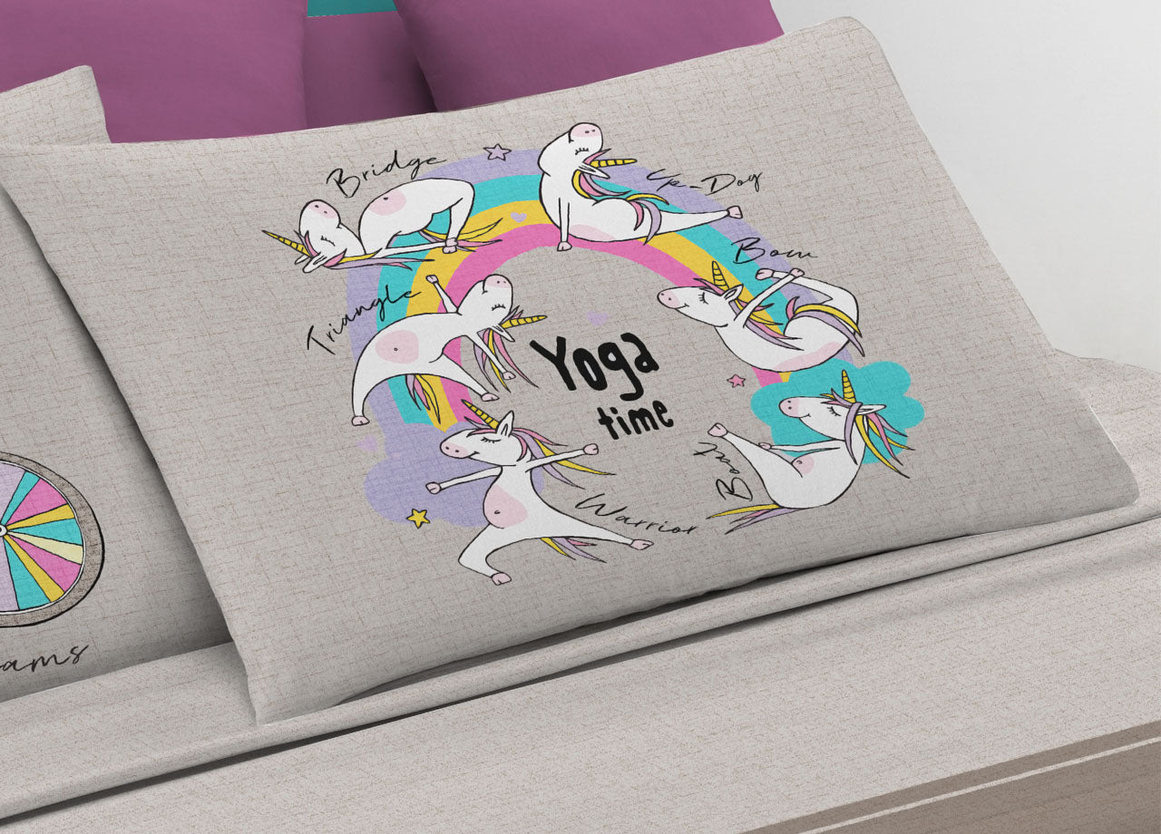 Completo Lenzuola Matrimoniale 100% Cotone Digitale Spin-Off Unicorno