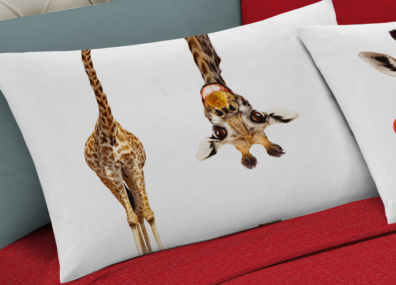 Completo Lenzuola Matrimoniale 100% Cotone Digitale Spin-Off Giraffa