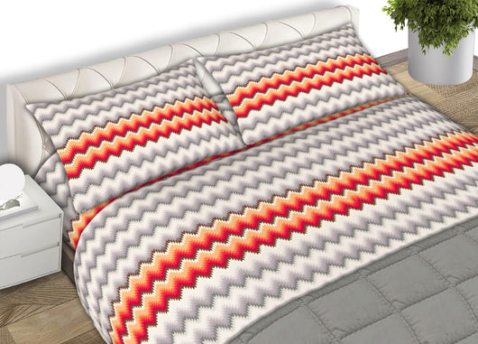 Completo Lenzuola Letto 100% Cotone Made Italy Disegno Trek CN - Matrimoniale - Arancio