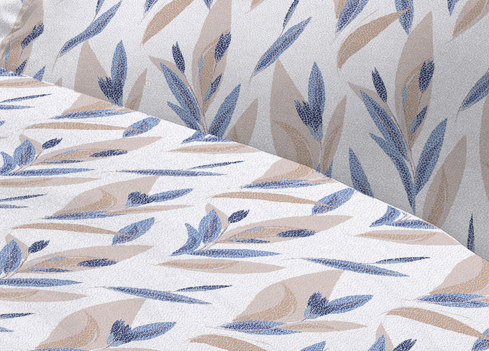 Completo Lenzuola Letto 100% Cotone Italy 3027 Disegno Tulipani - Piazza E Mezza - Blu