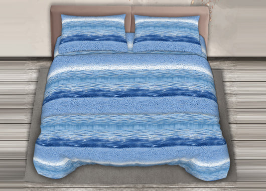 Completo Lenzuola Stiro Facile 100% Cotone Made Italy Effetto Seta Vanisho - Matrimoniale - Azzurro