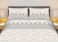 Completo Lenzuola Stiro Facile 100% Cotone Made Italy Effetto Seta Disegno Tulip - Matrimoniale - Grigio