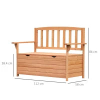 Panchina da Giardino 2 Posti con Vano Contenitore Legno 112x58x84cm