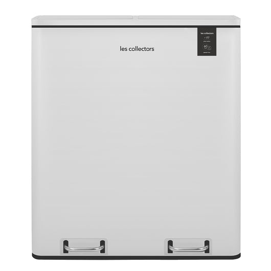 Les Collectors Pattumiera da cucina per differenziata, 2x30L, in acciaio inox, bianco