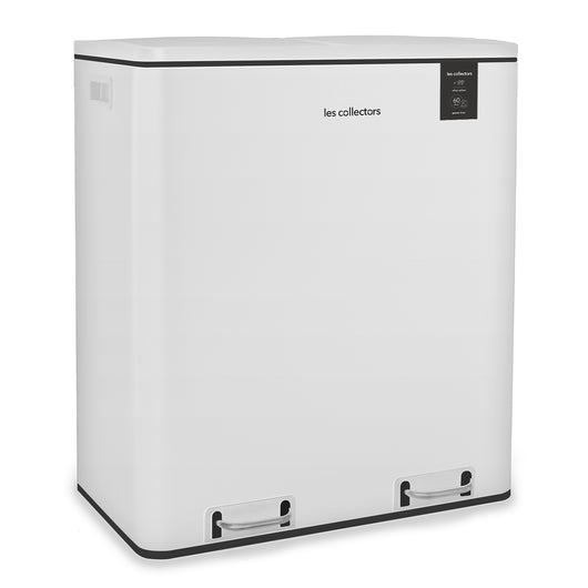 Les Collectors Pattumiera da cucina per differenziata, 2x30L, in acciaio inox, bianco