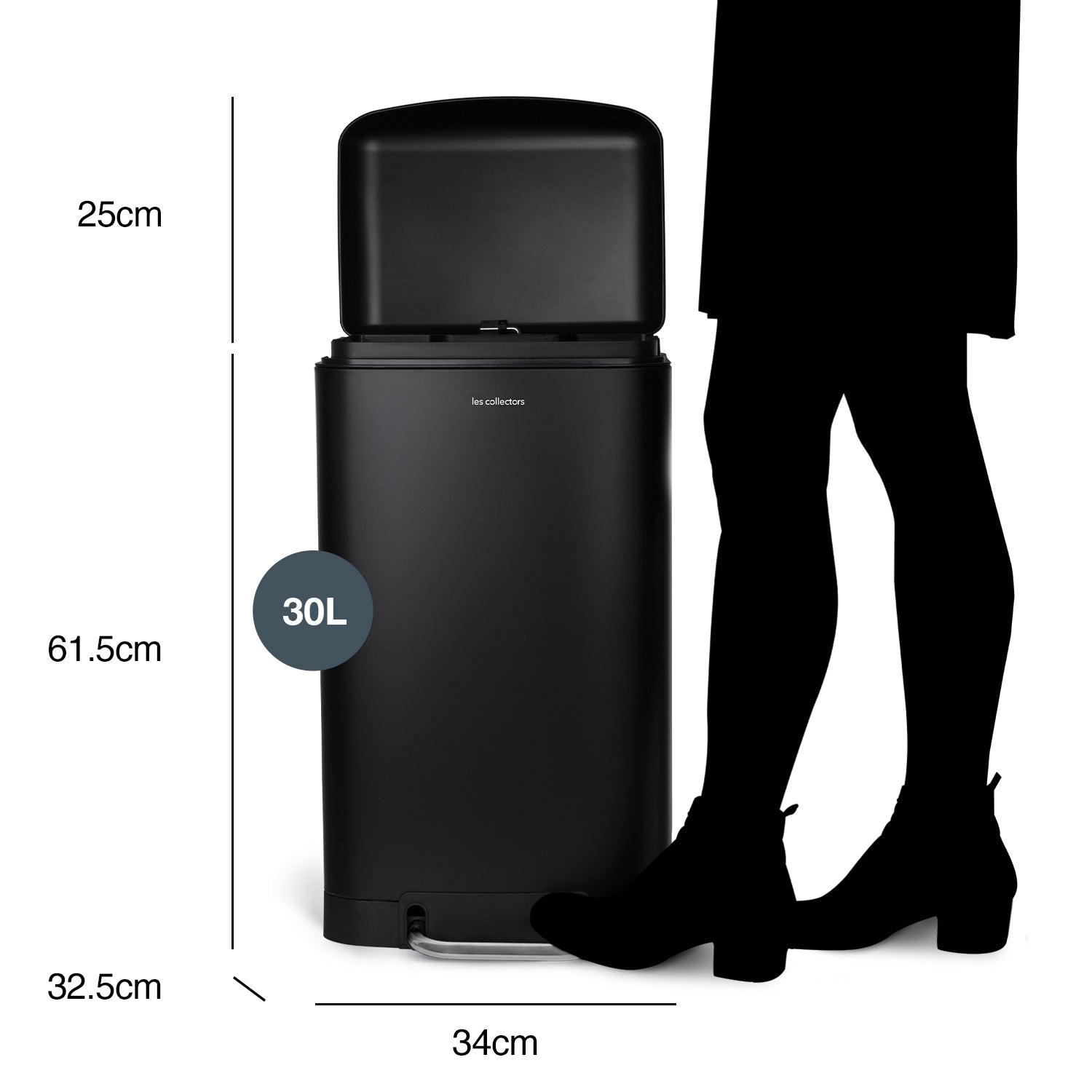 Pattumiera a pedale 30L - nero