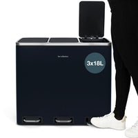 Pattumiera per differenziata 3x18L blu
