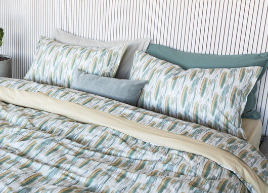 Completo Lenzuola Letto In Cotone Modello Les Uniques Dis. 2502 - Singolo - Verde 132