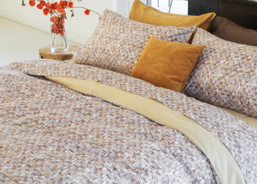 Completo Lenzuola Letto In Cotone Modello Les Uniques Dis. 2503 - 1 Piazza e Mezza - Tortora 132