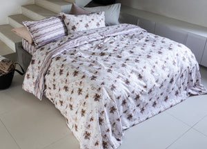 Completo Lenzuola Letto In Cotone Modello Les Uniques Dis. 2510 - 1 Piazza e Mezza - Rosa 138