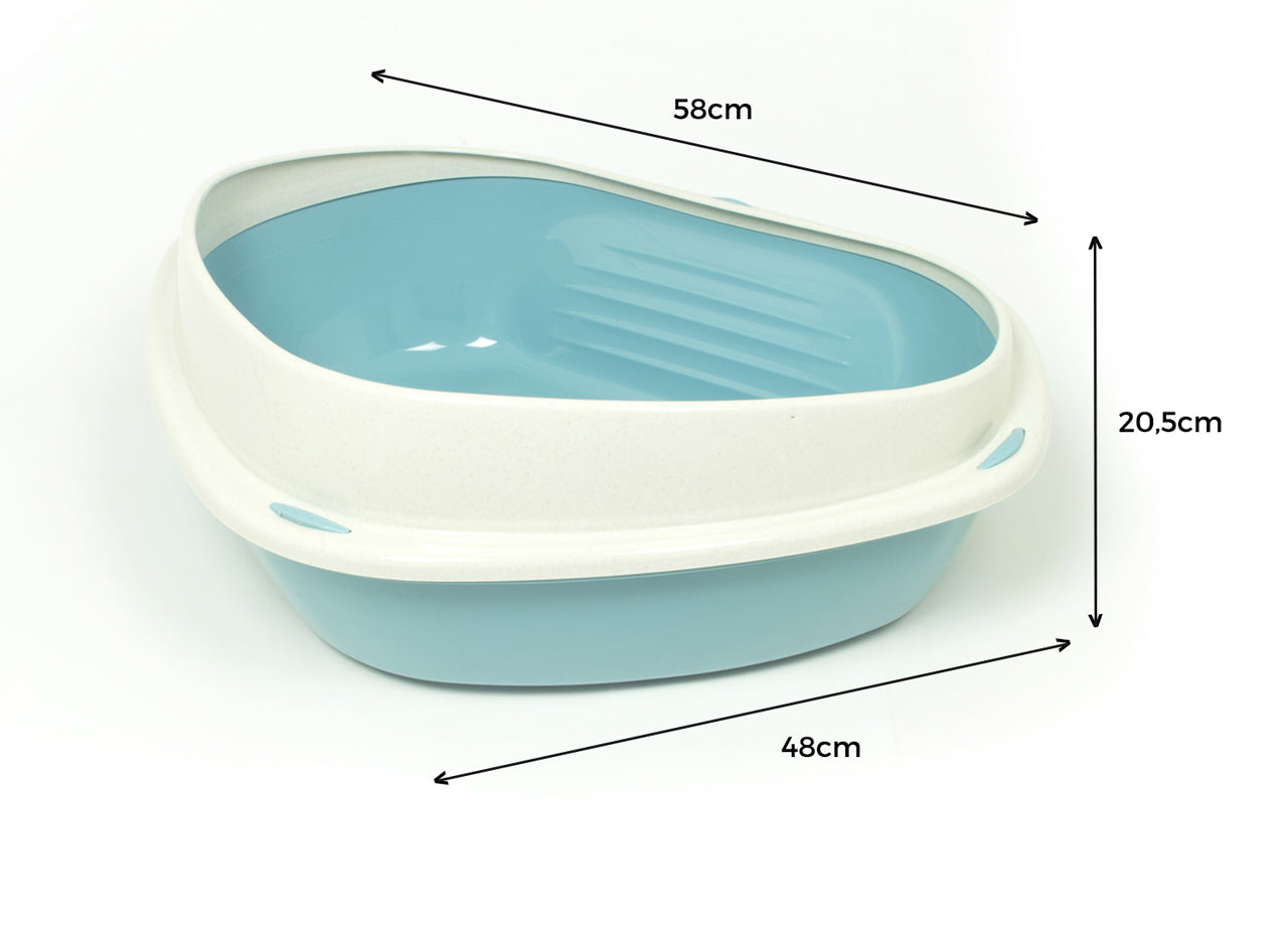 Lettiera Toilette Per Gatti Angolare 58x48x20,5cm Modello 700091 Colore Azzurro