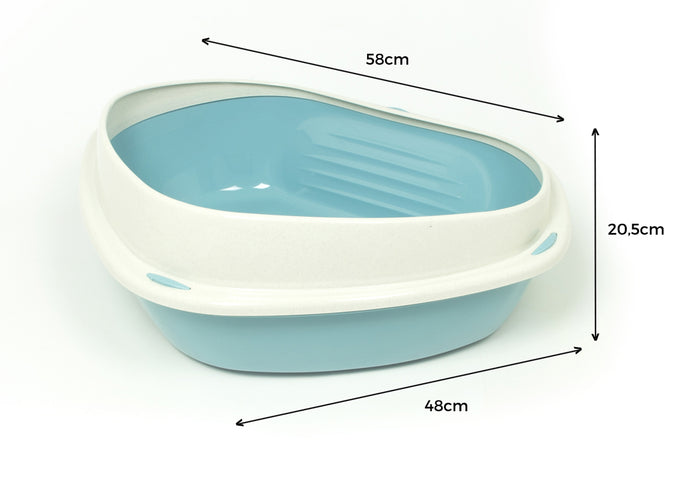 Lettiera Toilette Per Gatti Angolare 58x48x20,5cm Modello 700091 Colore Azzurro