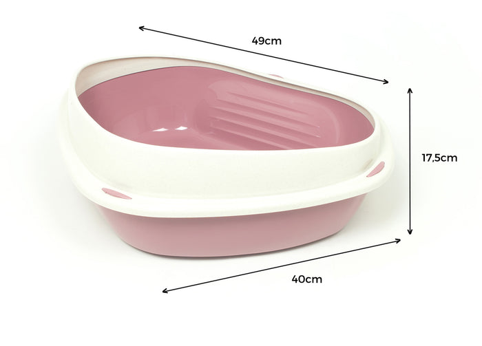 Lettiera Toilette Per Gatti Angolare 49x40x17,5cm Modello 700090 Colore Rosa