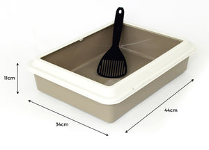 Lettiera Toilette Per Gatti Rettangolare 44x34x11cm Con Paletta Mod 700092 Beige