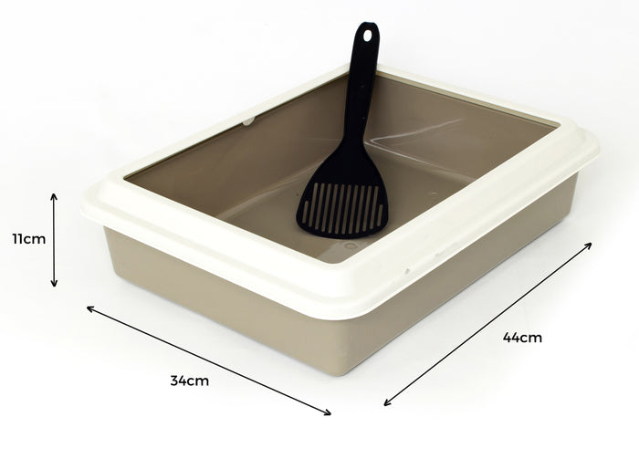 Lettiera Toilette Per Gatti Rettangolare 44x34x11cm Con Paletta Mod 700092 Beige