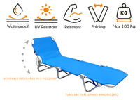 Lettino Spiaggia Piscina Schienale Regolabile Pieghevole Camping Beach Buenos Aires - Lettino - Blu