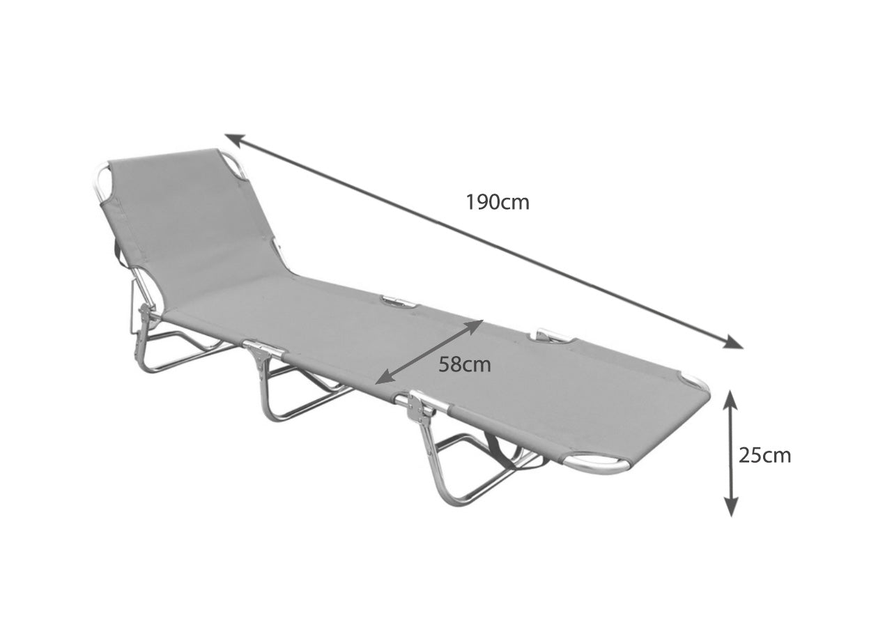 Lettino Spiaggia Piscina Schienale Regolabile Pieghevole Camping Beach Buenos Aires - Lettino - Grigio