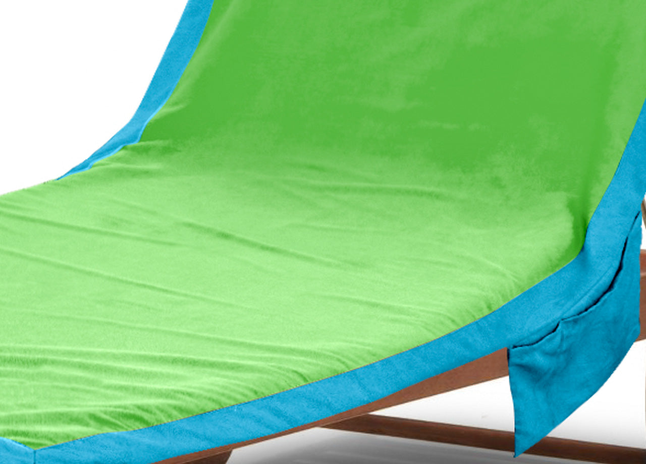 Telo Mare Lettino In Microfibra Spiaggia Piscina Mod Tinta Unita Comodo - 75x185 - Verde-Turchese