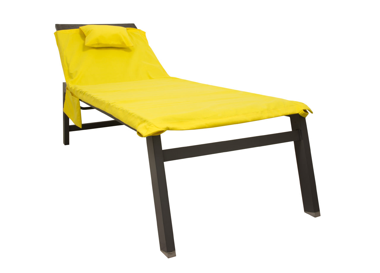 Lettino Mare Microfibra Lettino Con Cuscino E Tasche Modello Fluo - Lettino - Giallo