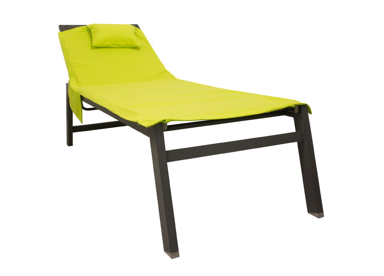 Lettino Mare Microfibra Lettino Con Cuscino E Tasche Modello Fluo - Lettino - Verde