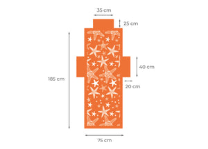 Telo Mare Microfibra Da Lettino Con Cuscino E Tasche Modello Miami Arancio