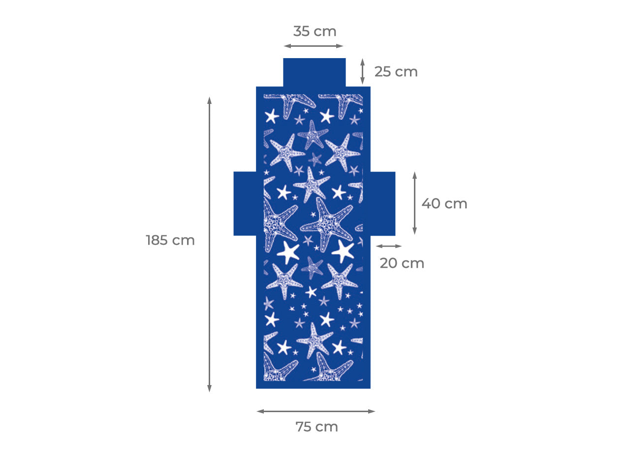 Telo Mare Microfibra Da Lettino Con Cuscino E Tasche Modello Miami Blu