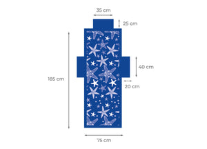 Telo Mare Microfibra Da Lettino Con Cuscino E Tasche Modello Miami Blu