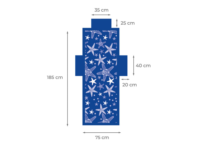 Telo Mare Microfibra Da Lettino Con Cuscino E Tasche Modello Miami Blu