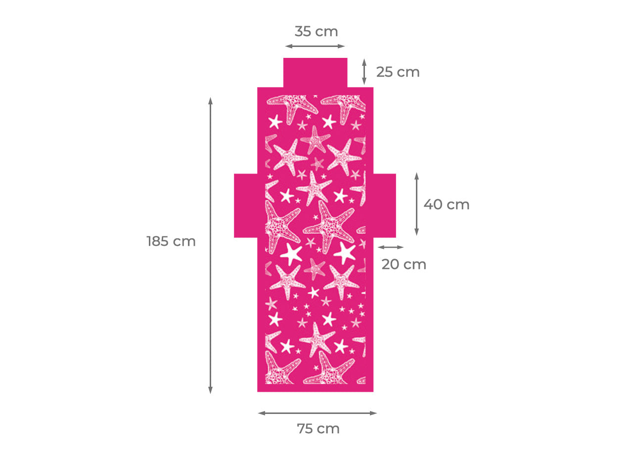 Telo Mare Microfibra Da Lettino Con Cuscino E Tasche Modello Miami Fucsia