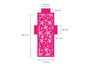 Telo Mare Microfibra Da Lettino Con Cuscino E Tasche Modello Miami Fucsia