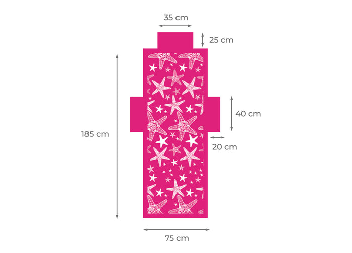 Telo Mare Microfibra Da Lettino Con Cuscino E Tasche Modello Miami Fucsia