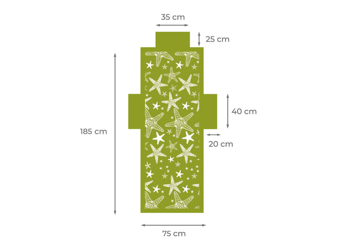 Telo Mare Microfibra Da Lettino Con Cuscino E Tasche Modello Miami Verde