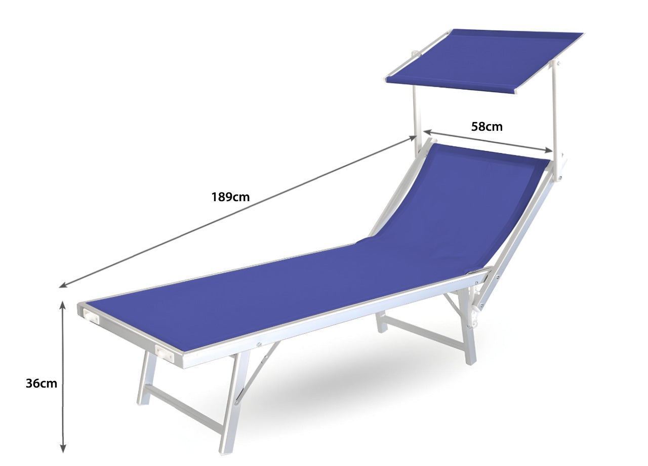 Lettino Spiaggia Piscina Schienale Regolabile Pieghevole Camping Beach La Plata - Lettino - Blu
