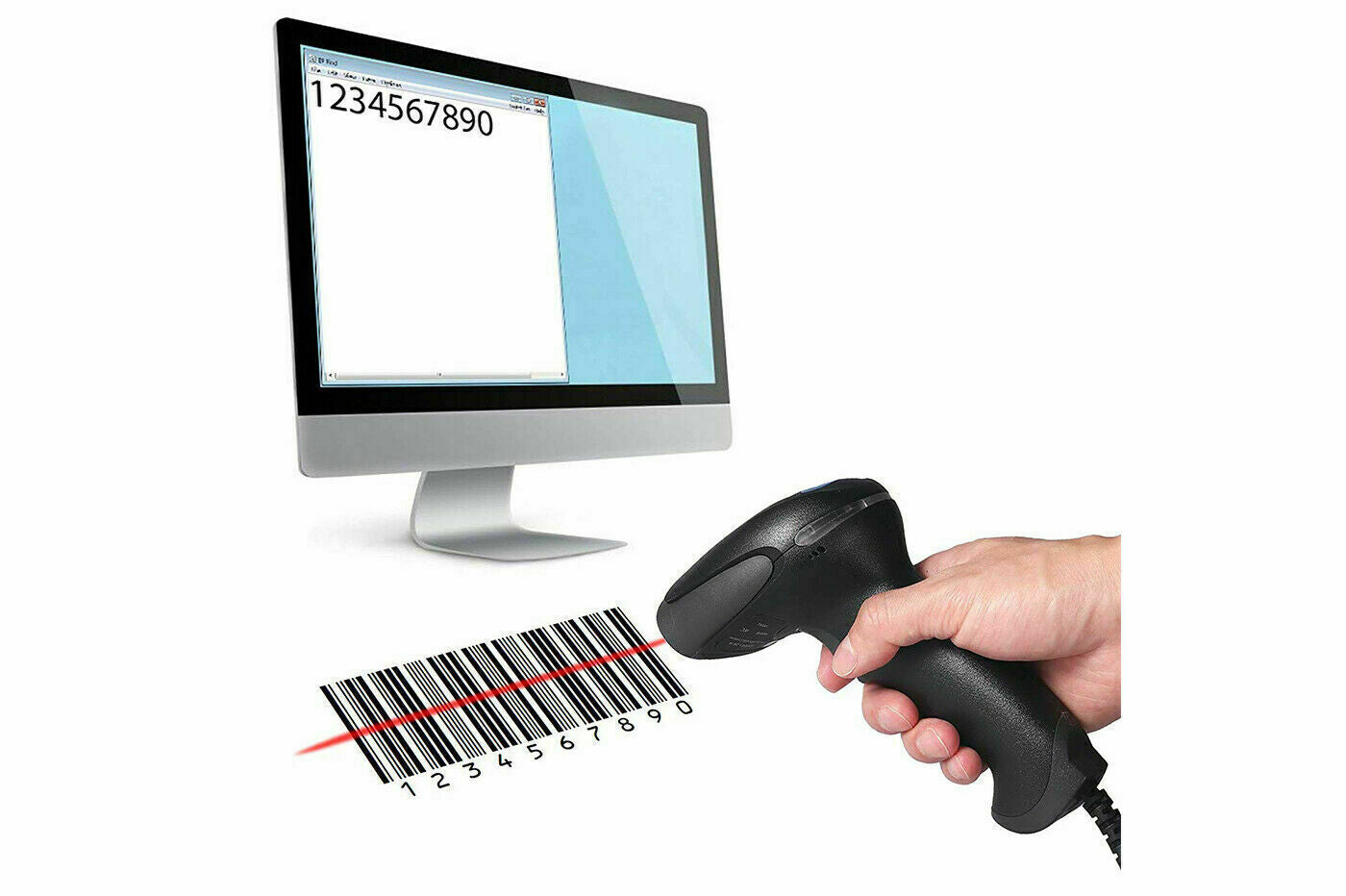 LETTORE CODICE A BARRE BARCODE SCANNER CON CAVO USB PISTOLA LASER Q-A202