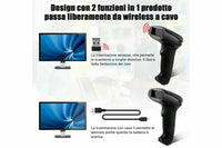 LETTORE DI CODICE A BARRE BARCODE SCANNER SENZA FILI WIRELESS LASER Q-A203
