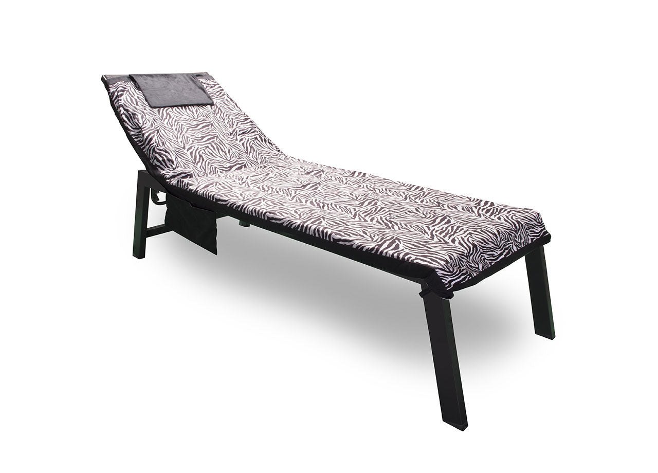 Telo Mare Microfibra Lettino Con Cuscino E Tasche Modello Tanzania Zebrato