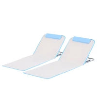 Set 2 Lettini Prendisole Pieghevoli con Schienale Regolabile e Borsa, 48x134x36-45 cm, Beige