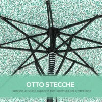 Ombrellone da Giardino 3x2.5 m in Metallo a 2 Sezioni con 8 Stecche e Copertura in Poliestere