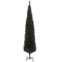 Albero di Natale Slim Alto 195 cm Salvaspazio con 390 Rami con Base in Acciaio per Interni, Verde