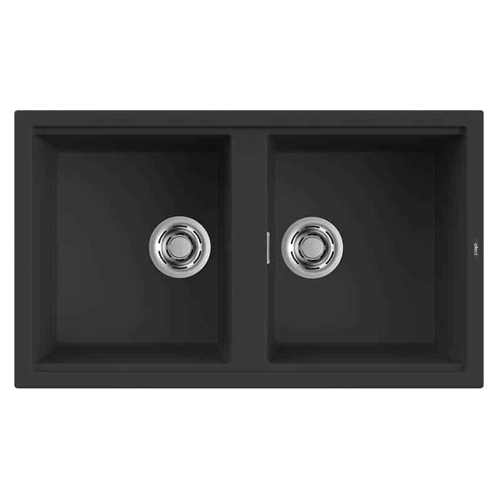 Lavello Elleci Incasso 2 vasche 86x51 Best 450 Granitek Nero LGB45040